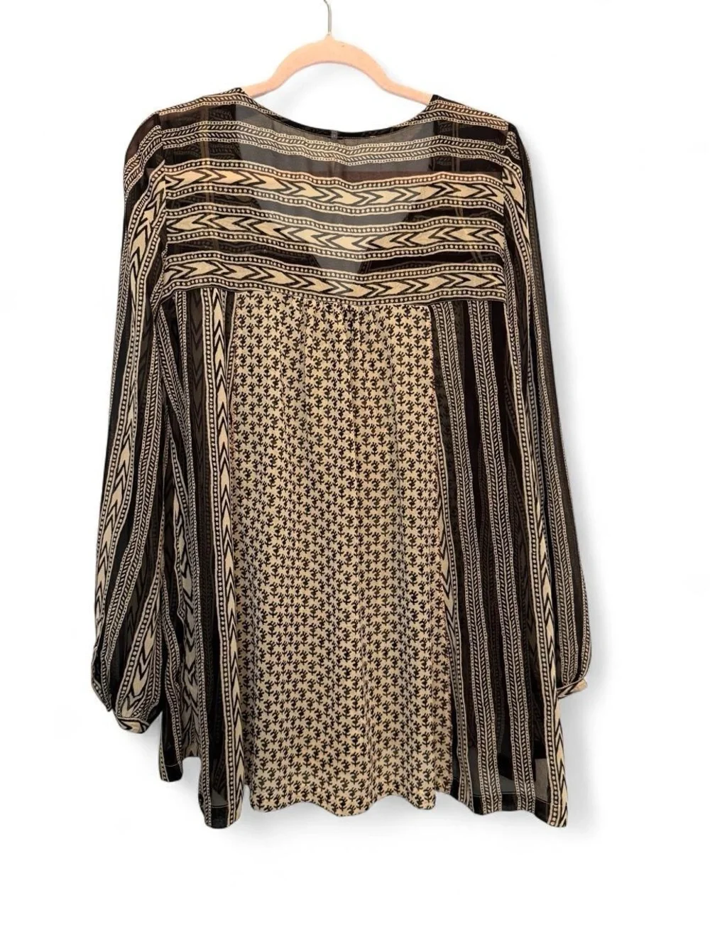 Free People Feather in the Wind Boho Beaded Tunic Blouse Top Small